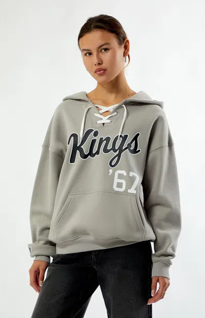 Wild Collective Women's X Nhl Los Angeles Kings Lace-up Hoodie In Gray