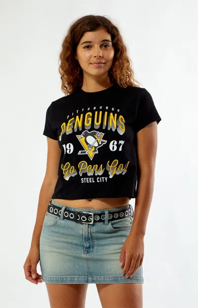 Wild Collective Women's X Nhl Pittsburgh Penguins Mini T-shirt In Black