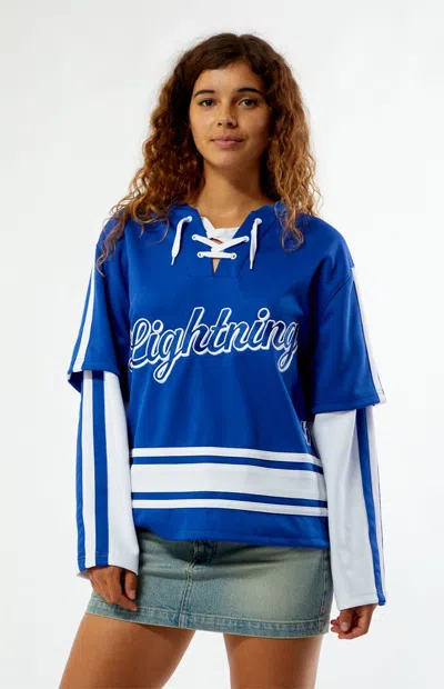 Wild Collective Women's X Nhl Tampa Bay Lightning Layered Long Sleeve Hockey Jersey In Blue