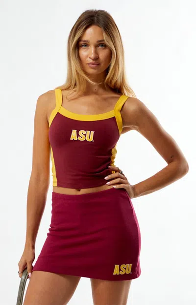 Wild Collective Women's X Pacsun Asu Mini Skort In Maroon In Burgundy