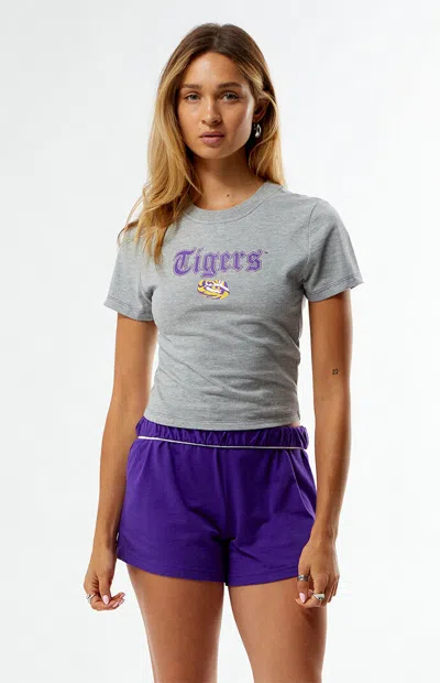 Wild Collective Women's X Pacsun Lsu Tigers Baby T-shirt In Light Heather Grey In Gray