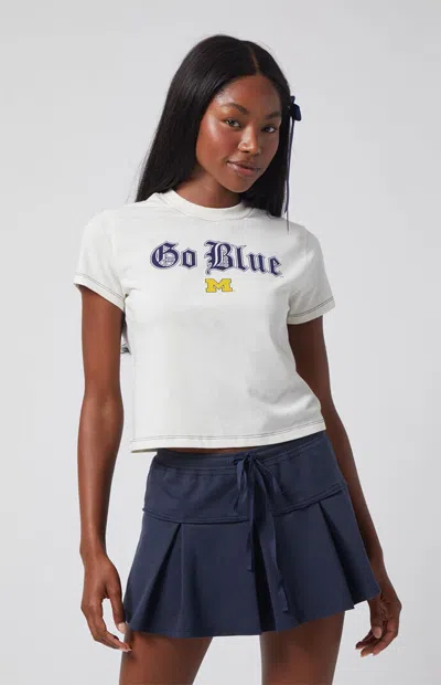 Wild Collective Women's X Pacsun University Of Michigan Go Blue Mini T-shirt In White
