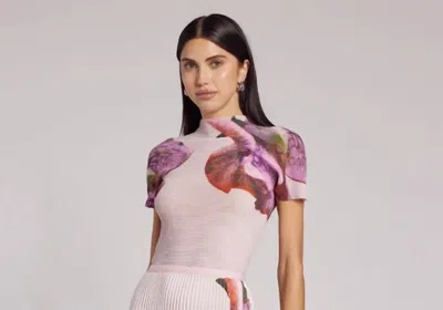 Wild Cosmos Agata Coral 3d Honeycomb Short Sleeve Texture Top In Petal Pink