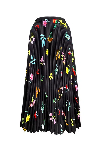 Wild Cosmos Women's Black Daisy Pleated Skirt