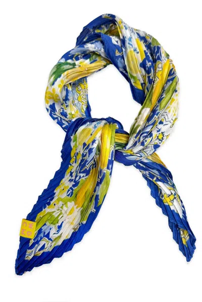 Wild Cosmos Women's Blue Emma Plissé Petit Scarf