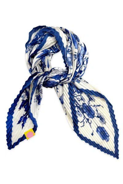 Wild Cosmos Women's Blue Isabel Plissé Petit Scarf In Neutral
