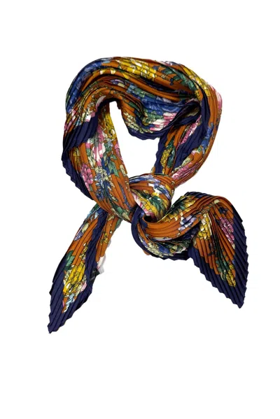 Wild Cosmos Women's Joyce Plissé Petit Scarf In Blue/green/yellow