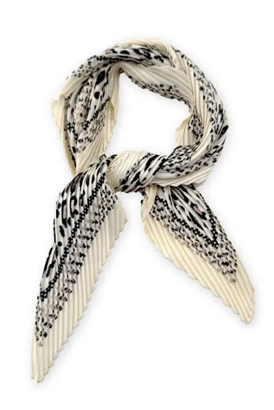 Wild Cosmos Women's Neutrals Jan Leopard Plissé Petit Scarf In Metallic