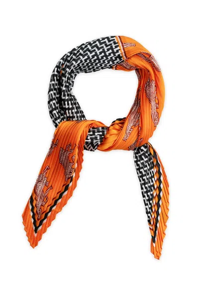 Wild Cosmos Women's Orange Zoey Plissé Petit Scarf In Pattern
