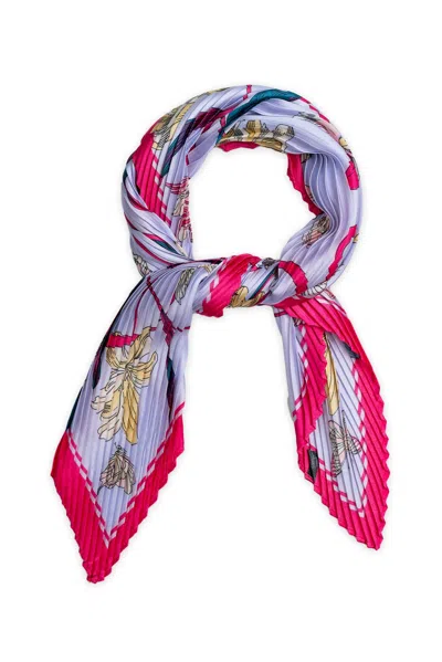 Wild Cosmos Women's Pink Flora Border Plissé Petit Scarf