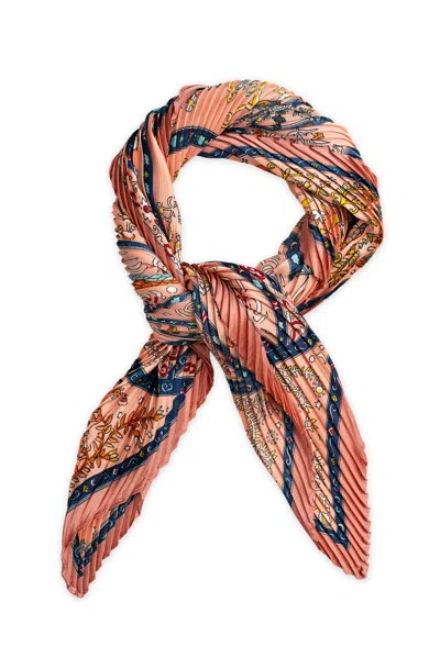 Wild Cosmos Women's Pink Jenna Plissé Petit Scarf In Brown