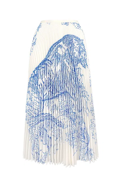 Wild Cosmos Women's White Juliet Toile De Jouy Pleated Skirt