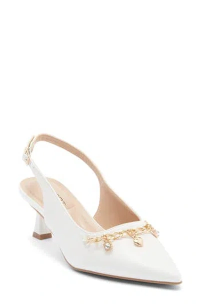 Wild Diva Lounge Aleena Chain Slingback Pump In White