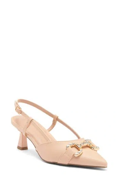 Wild Diva Lounge Aleena Kitten Heel Pump In Beige