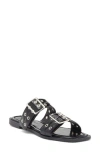 Wild Diva Lounge Belize Buckle Strap Slide Sandal In Black