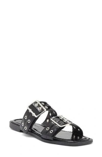 Wild Diva Lounge Belize Buckle Strap Slide Sandal In Black