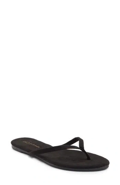 Wild Diva Lounge Bellen Faux Leather Croc Embossed Flip Flop In Black Suede