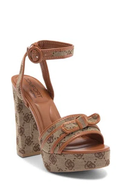 Wild Diva Lounge Fay Ankle Strap Platform Sandal In Brown