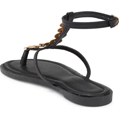 Wild Diva Lounge Flora Flat Sandals In Black