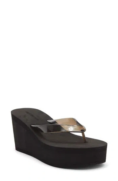 Wild Diva Lounge Herera Platform Wedge Flip Flop In Black
