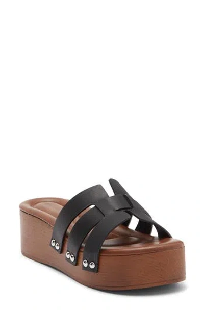 Wild Diva Lounge Hipster Platform Wedge Slide Sandal In Black