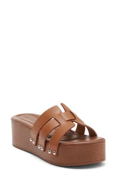 Wild Diva Lounge Hipster Platform Wedge Slide Sandal In Brown