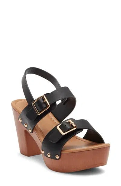 Wild Diva Lounge Kyrie Block Heel Platform Sandal In Black