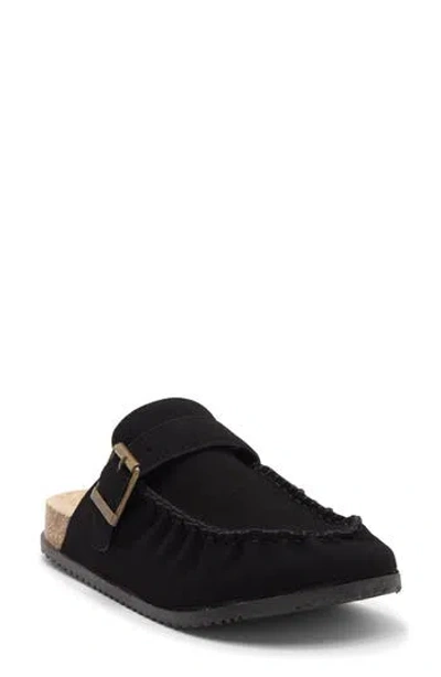 Wild Diva Lounge Matcha Faux Leather Flat Mule In Black