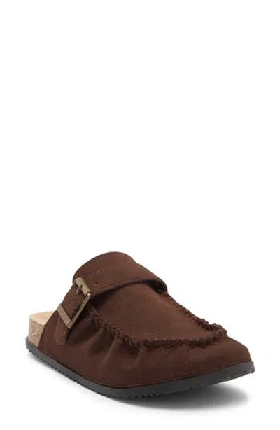 Wild Diva Lounge Matcha Faux Leather Flat Mule In Brown