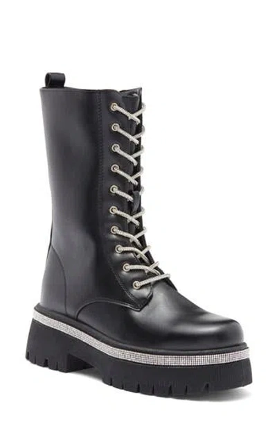 Wild Diva Lounge Back Lace Up Lug Sole Chunky Heeled Boots