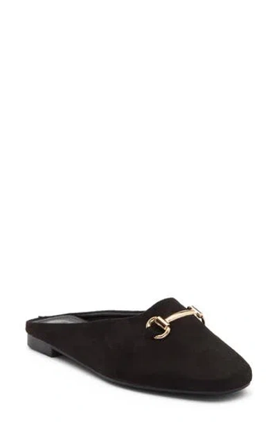 Wild Diva Lounge Paisley Faux Suede Flat Mule In Black