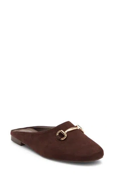 Wild Diva Lounge Paisley Faux Suede Flat Mule In Brown