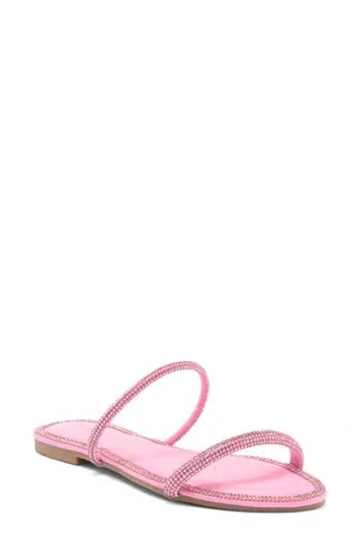 Wild Diva Lounge Roo Rhinestone Slide Sandal In Pink