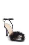 Wild Diva Lounge Safina Faux Fur Heel Sandal In Black
