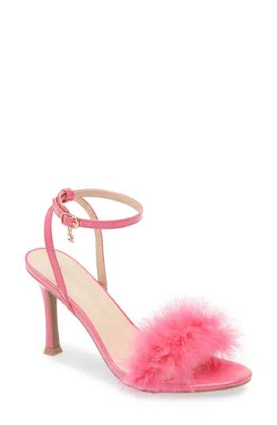 Wild Diva Lounge Safina Faux Fur Heel Sandal In Pink