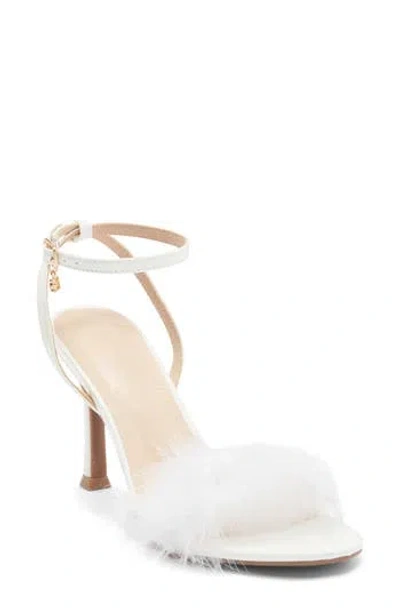 Wild Diva Lounge Safina Faux Fur Heel Sandal In White