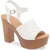 Wild Diva Lounge Stormy Block Heel Platform Sandal In White