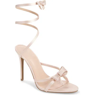 Wild Diva Lounge Tampa Bow Ankle Wrap Sandal In Beige