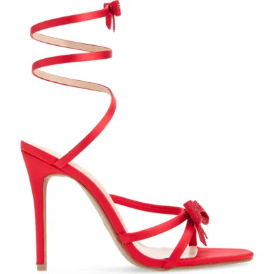 Wild Diva Lounge Tampa Bow Ankle Wrap Sandal In Red