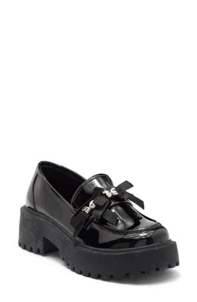 Wild Diva Lounge Tippy Bow Platform Loafer In Black