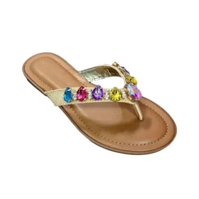 Wild Diva Women's Rhinestone Crystal Flip Flops In Multi