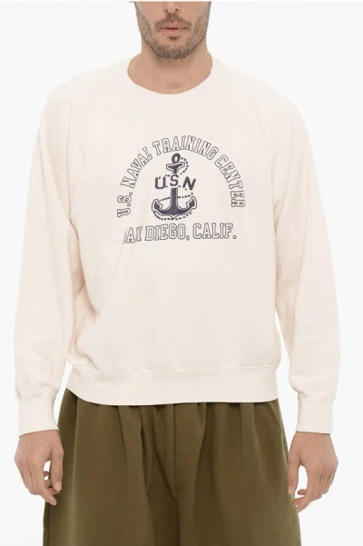Wild Donkey Brushed Cotton Sweatshirt With Contrast-print In White