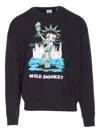 Wild Donkey Graphic Print Crewneck Sweater With Long Sleeves In Black