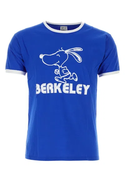 Wild Donkey Graphic Print Crew-neck Cotton T-shirt In Blue