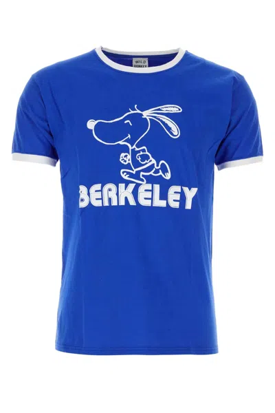 Wild Donkey Graphic Print Crew-neck Cotton T-shirt In Blue