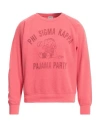 Wild Donkey Man Sweatshirt Coral Size S Cotton, Polyester In Red