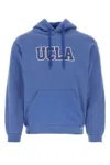 Wild Donkey Cotton Hoodie With Drawstrings And Ribbed Details In Blue