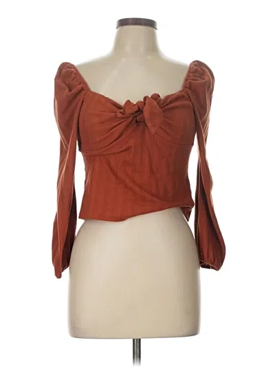 Pre-owned Wild Fable 3/4 Sleeve Blouse In Brown
