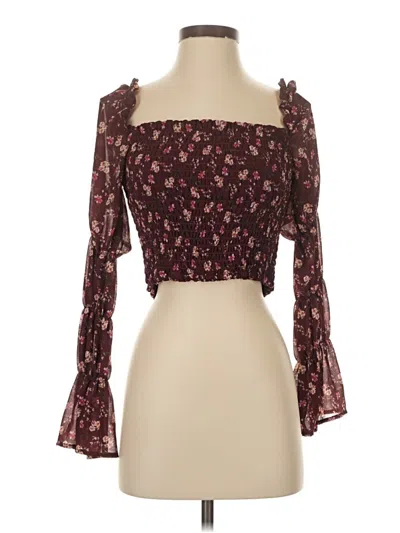 Pre-owned Wild Fable 3/4 Sleeve Blouse In Burgundy