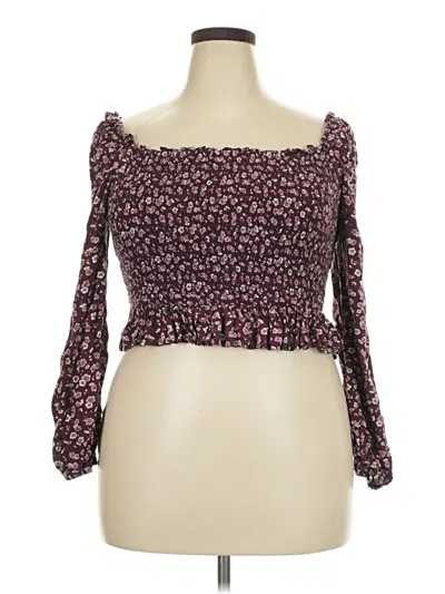 Pre-owned Wild Fable 3/4 Sleeve Blouse In Burgundy